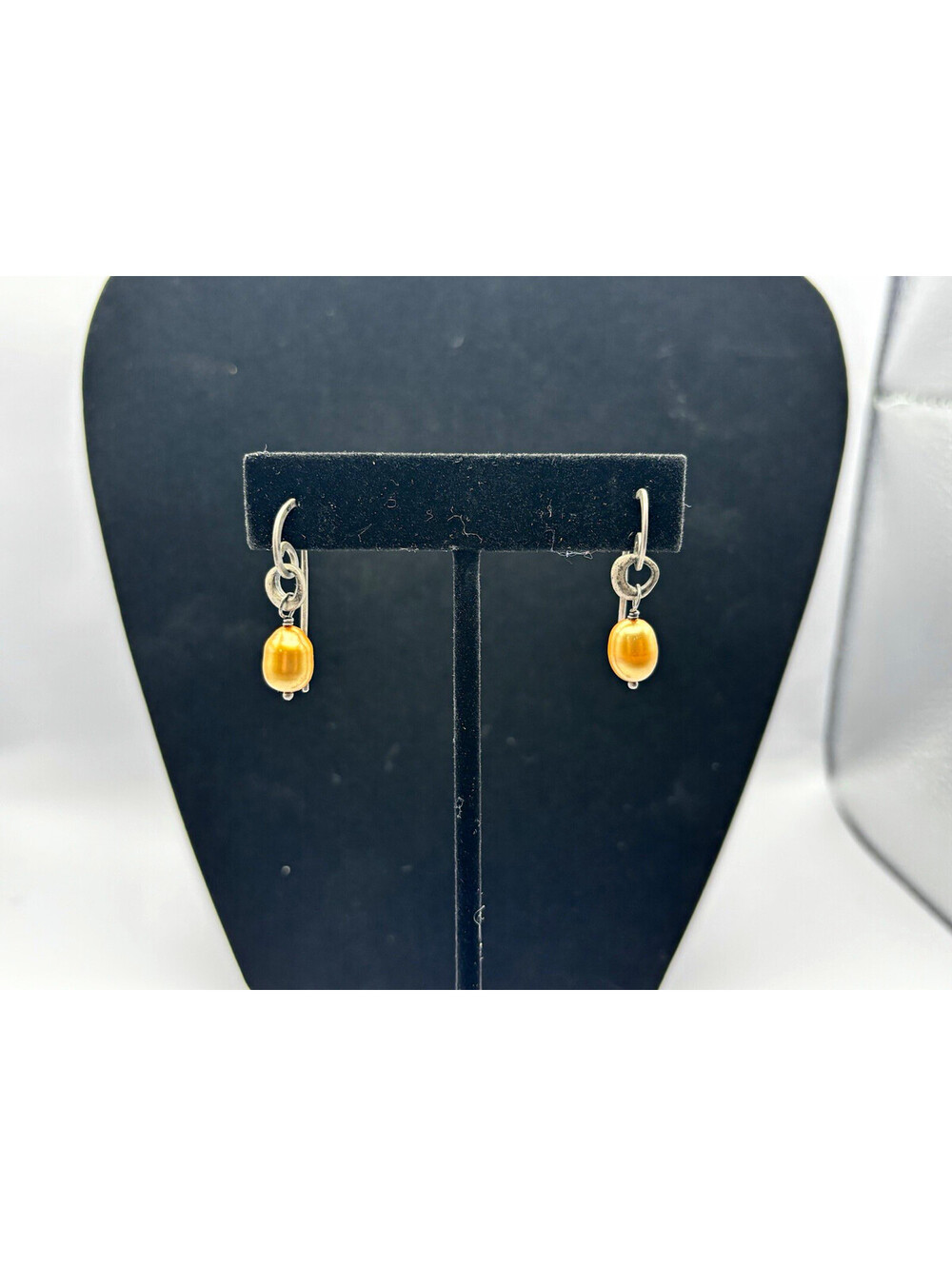 Silpada Sterling 925 Champagne Gold Pearl Dangle Drop Hook Earrings Vintage